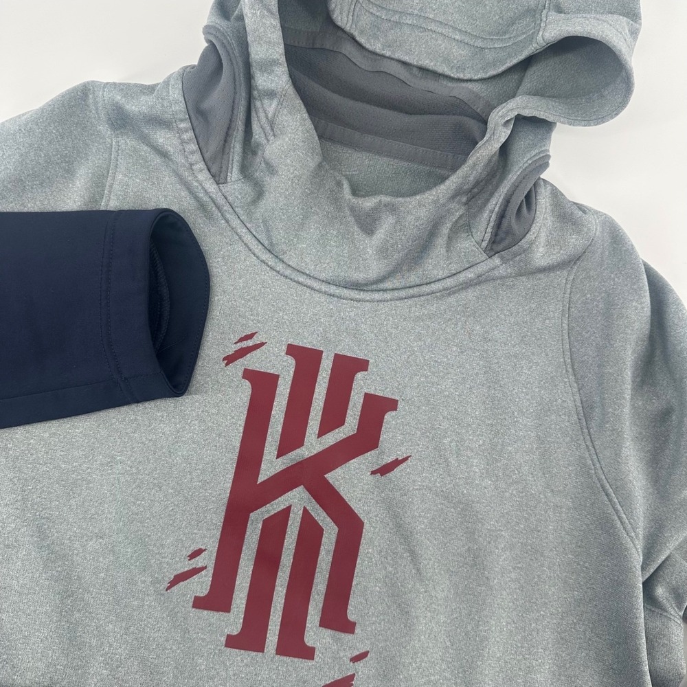 Nike Pullover Hoodie‎ Kyrie Irving Graphic Two-Tone Gray Navy Mens L Kangaroo